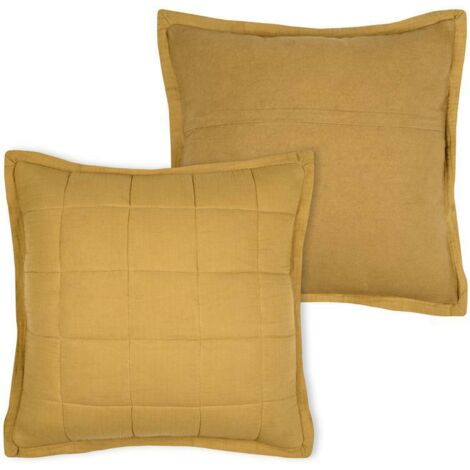 Coussin ELLIE 45x45 moutarde matelassé (1/4)