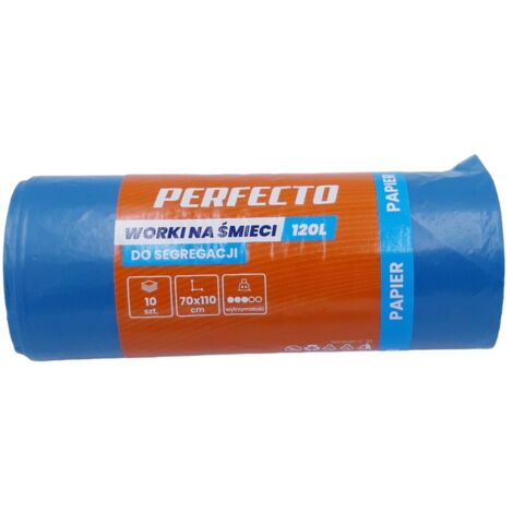 Sacs poubelle 120L 70x110 bleus, lot de 10, Perfecto