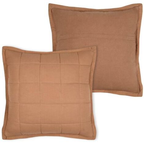 Coussin ELLIE 45x45 camel matelassé (1/4)