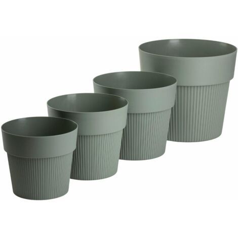 Ensemble de pots de fleurs gris-vert recyclés SILVA LINE, 4 pièces. (1/5)
