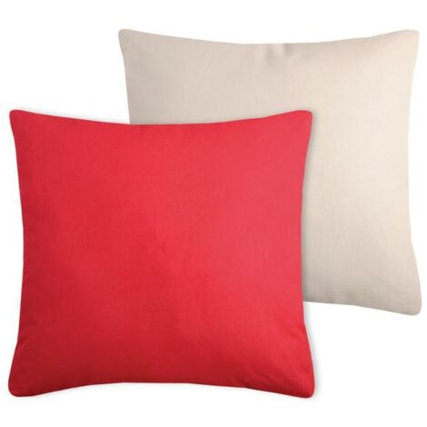 Coussin DUO 50x50 rouge beige clair (1/5)