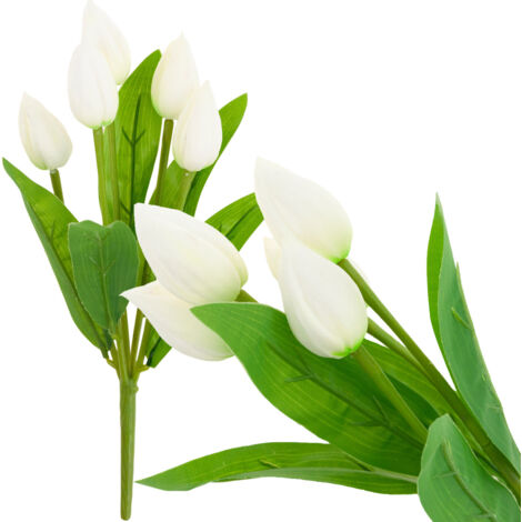 CV26806-1 BOUQUET DE TULIPES BLANCHES, PLUS BELLES QUE NATURE, TULIPES ARTIFICIELLES EN MOUSSE (1/5)