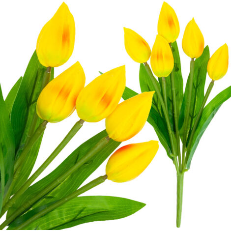 CV26806-4 BOUQUET DE TULIPES EN MOUSSE X5 TULIPES ARTIFICIELLES JAUNES EN BOUQUET (1/5)
