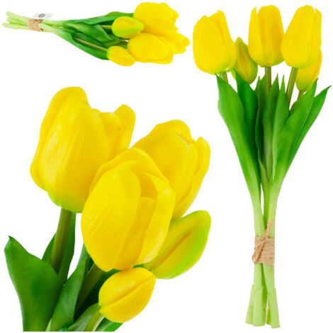 CV17692-3 TULIPES BOUQUET DE TULIPES EN CAOUTCHOUC, ILLUSTRATIONS JAUNES RÉALISTES (1/5)