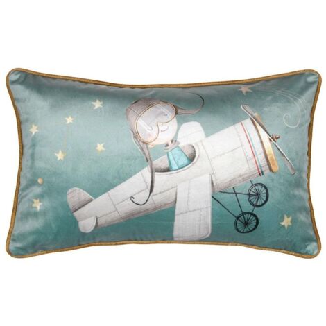 Coussin FERDINAND 30x50 cm, avion vert (1/4)