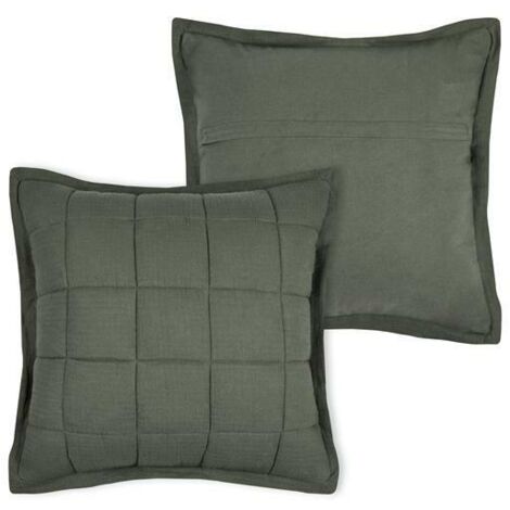 Coussin ELLIE 45x45 kaki matelassé (1/4)