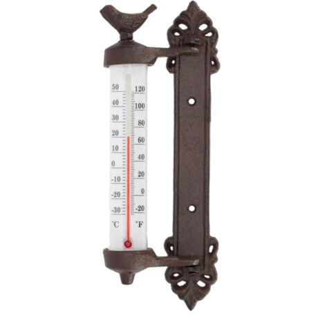 Esschert Design – Thermomètre mural en fonte – Mesure de -30 à +50°C – Résistant aux intempéries – Élégant et décoratif
