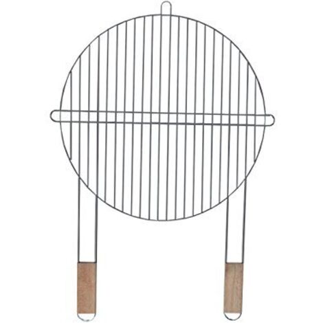 Grille de barbecue ronde 51 cm en acier chromé – Poignées en bois antidérapantes – Durable et facile à nettoyer