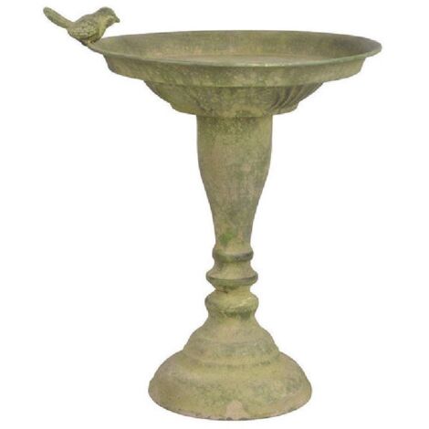 Ac-Deco – Abreuvoir sur pied en métal vieilli – Mangeoire et bain pour oiseaux – Design vintage élégant – Hauteur 34cm (1/4)