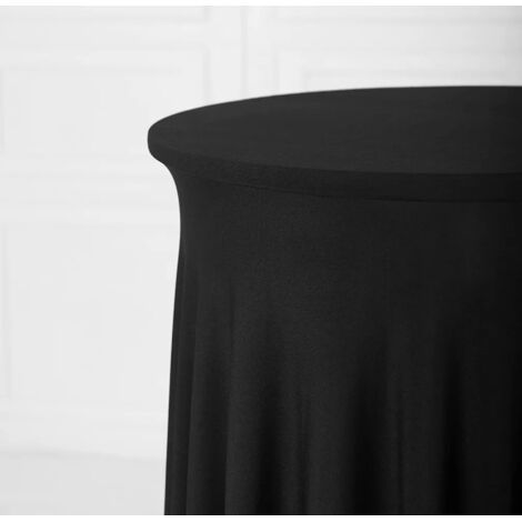 Nappe avec volant et rabat pour table de bar 80 cm, noire (1/5)