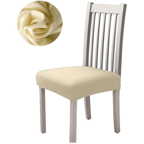 Housse de siège pour chaise, élastique et lisse, couleur crème (1/5)