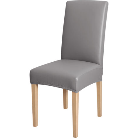 Housse de chaise en similicuir gris (1/5)