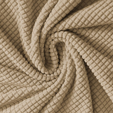 Housse de chaise en jacquard épais beige foncé/camel, taille L, grand dossier haut 70 cm