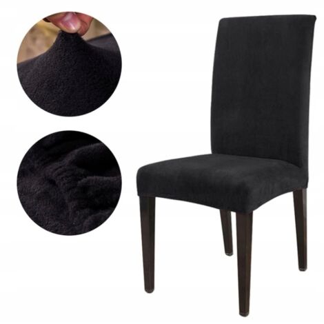 Housse de chaise en velours épais noir (1/5)