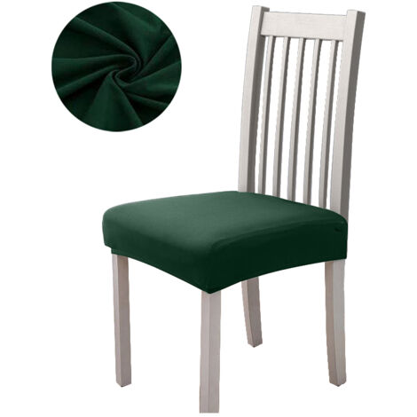 Housse de siège de chaise élastique lisse, vert bouteille (1/5)