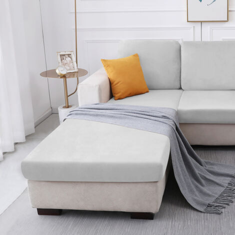 Housse pour lit, canapé ou canapé d'angle CHAMBERS, en velours gris clair (1/5)