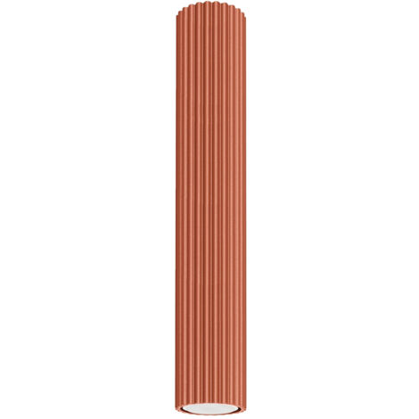 Spot de plafond rond cannelé rouge ocre moderne, tube de 40 cm, pour cuisine, hall d'entrée, 1 ampoule GU10 10 W KARBON Sollux Lighting (1/5)