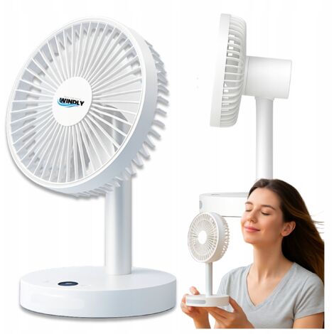 Ventilateur de bureau sur pied réglable, puissant, 3600 mAh