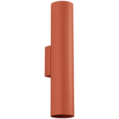 Applique murale tubulaire rouge ocre moderne de 30 cm de diamètre (haut et bas) pour salon ou entrée, 2 ampoules GU10 10W, LAGOS Sollux Lighting (1/5)