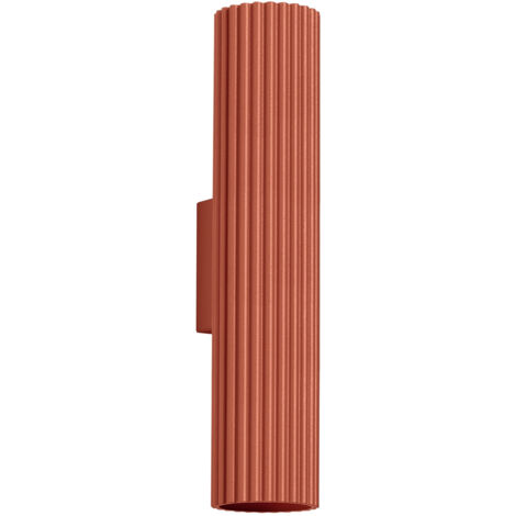 Applique murale moderne rouge ocre, tube ondulé, 30 cm, haut et bas, pour salon, entrée, 2 x GU10 10 W, KARBON, Sollux Lighting (1/5)