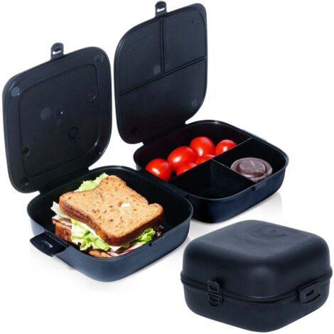 Boîte à lunch noire, compartimentée, 2 x 700 ml (1/5)