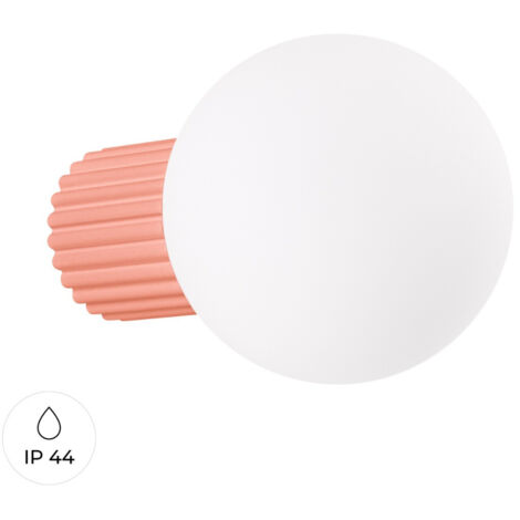 Applique murale moderne en verre rainuré couleur pêche, boule blanche, pour salle de bain ou couloir, 1 x G9 8 W, IP44, HALO Sollux Lighting (1/5)