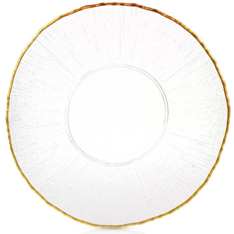 Assiette plate en verre peu profonde, dorée, 28 cm (1/5)