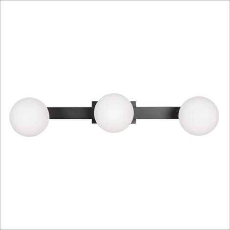 Applique murale moderne noire et blanche, bande LED 9W à couleur variable + 3 ampoules G9 à boules blanches en verre pour salle de bain MAGNET Milagro (1/5)