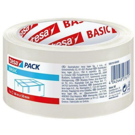 Ruban adhésif d'emballage TESA BASIC en PP transparent, 66 m x 50 mm (1/3)