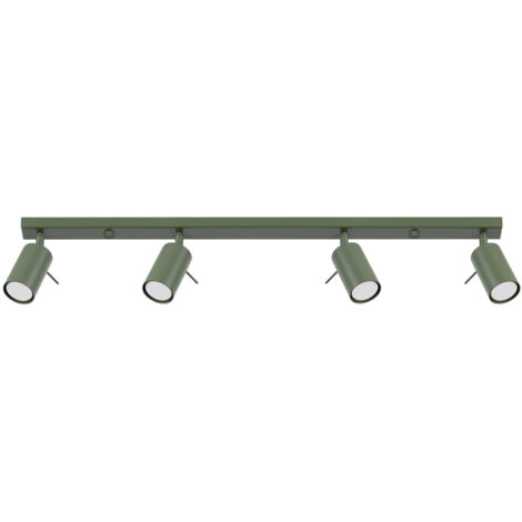 Plafonnier minimaliste, bandeau vert olive, 81 cm, spots orientables pour salon, cuisine, 4 ampoules GU10 10W RING Sollux Lighting (1/5)