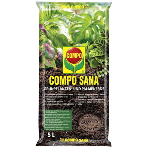 Substrat Compo Sana pour plantes vertes et palmiers 5L Un mélange de tourbe, de perlite et de dolomite