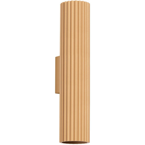 Applique murale moderne dorée tube cannelé 30 cm haut/bas 2xGU10 (1/5)