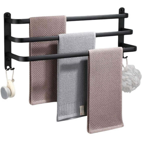 Porte-serviettes en aluminium noir 60 cm (1/5)