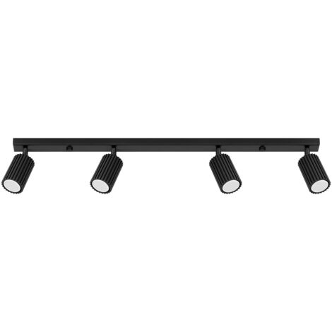 Plafonnier moderne, bandeau noir, 81 cm, orientable, spots à ailettes pour salon, entrée, 4 ampoules GU10 10 W KARBON Sollux Lighting (1/5)