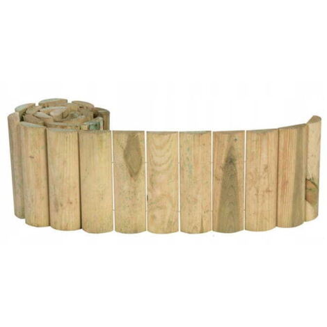 Bordure en bois imprégnée Wolmanit CX10 – Barrière enroulable 4-5cm de profondeur – Hauteur 15cm – Longueur 100cm