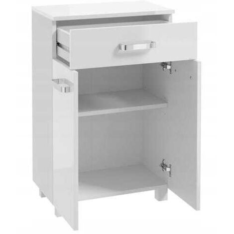 Meuble de salle de bain sur pieds, blanc brillant, 50 x 78 cm, Mila (1/3)