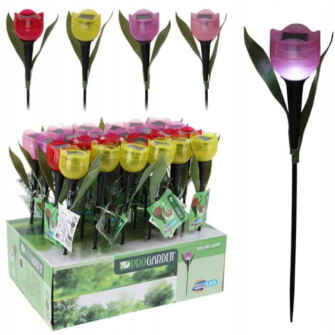 Lampe solaire tulipe 30 cm, décoration de jardin colorée à lumière chaude