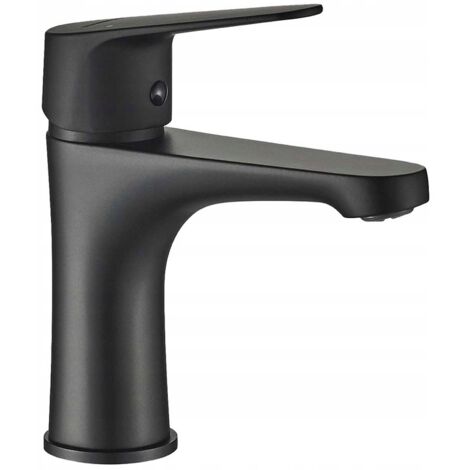 Robinet de lavabo sur pied Sagra noir avec bouchon clic-clac (1/4)