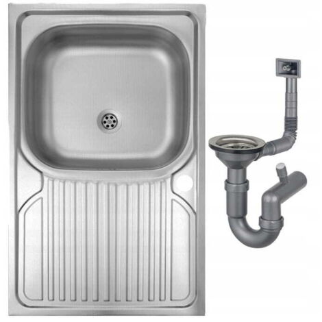 Évier à poser en acier satiné 1 bac 80x50 avec égouttoir – Installation facile – Design moderne et durable