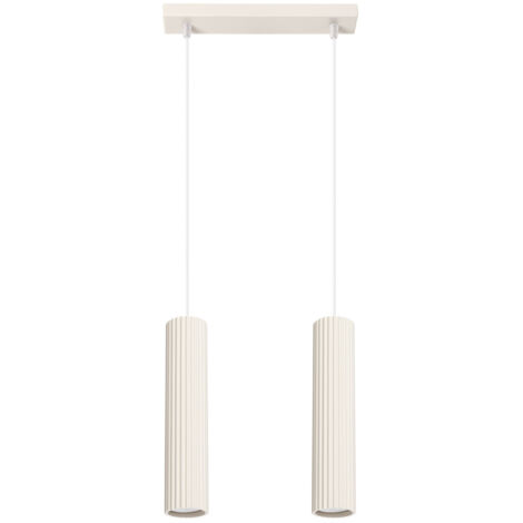 Suspension beige moderne avec deux tubes ondulés pour îlot de cuisine, 2 ampoules GU10 10W KARBON Sollux Lighting (1/5)