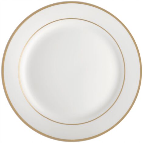 Assiette plate en porcelaine blanche 27 cm – Résistante et élégante – Pour repas quotidiens et occasions spéciales – Collection Aura Gold