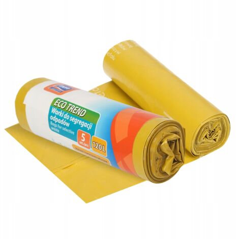 Sacs poubelle pour tri déchets plastiques et métalliques – Lot de 5 sacs – Capacité 120 litres – Film LDPE résistant