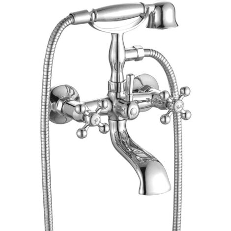 Robinet de baignoire mural avec douche rétro Stilo chromé