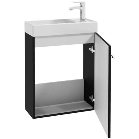 Meuble de salle de bain avec vasque intégrée 50 x 70 cm, suspendu, noir, petit modèle (1/5)