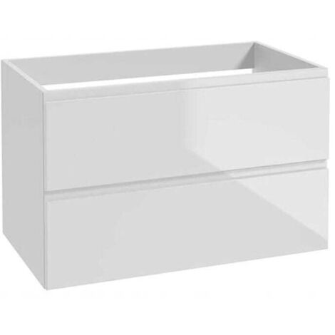 Meuble de salle de bain suspendu blanc 60x50, avec plan de travail pour lavabo, commode Modus (1/3)