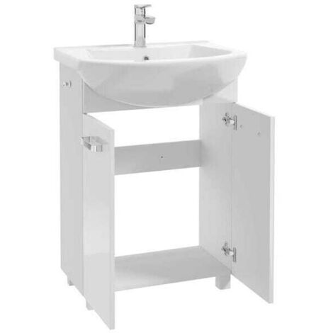 Meuble de salle de bain avec vasque 85x60cm blanc sur pieds Mila (1/5)