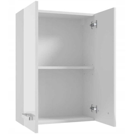 Meuble de salle de bain suspendu 50 cm – Blanc brillant – Étagère réglable – Rangement compact pour petites salles de bain