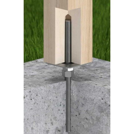 Embase de poteau M20 100x330x3mm galvanisée – Base à visser réglable pour béton – Montage stable et durable – Accessoire pour poteau