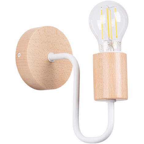 Applique murale industrielle en bois naturel blanc pour salon ou chambre, 1 x E27, 15 W, TIMBO Sollux Lighting (1/5)