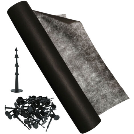 Agrotextile anti-mauvaises herbes 50 g/m² noir, piquets 1,1 x 100 m (1/5)